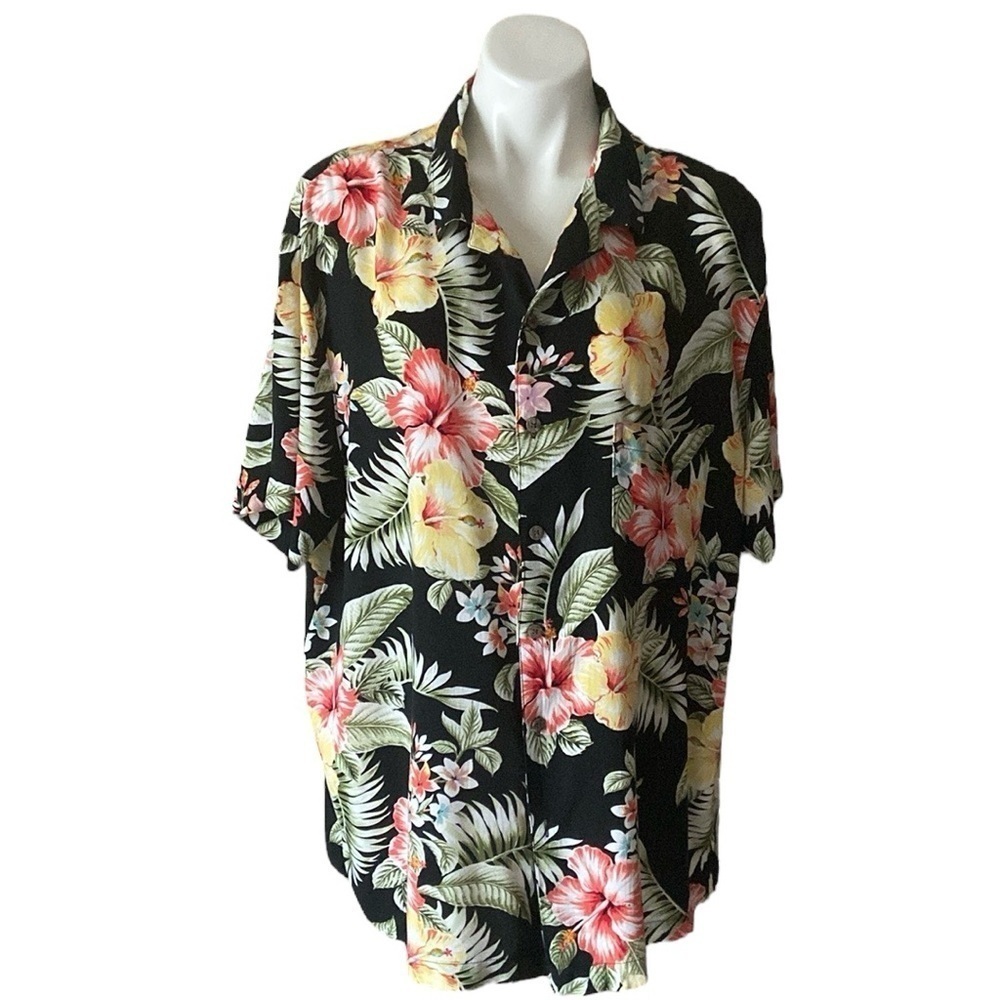 George Navy Blue Hawaiian Button Down Short Sleeve Casual Shirt Retro Size XL - Picture 1 of 7